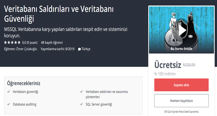 Ücretsiz Veritabanı Saldırıları ve Veritabanı Güvenliği Eğitimi