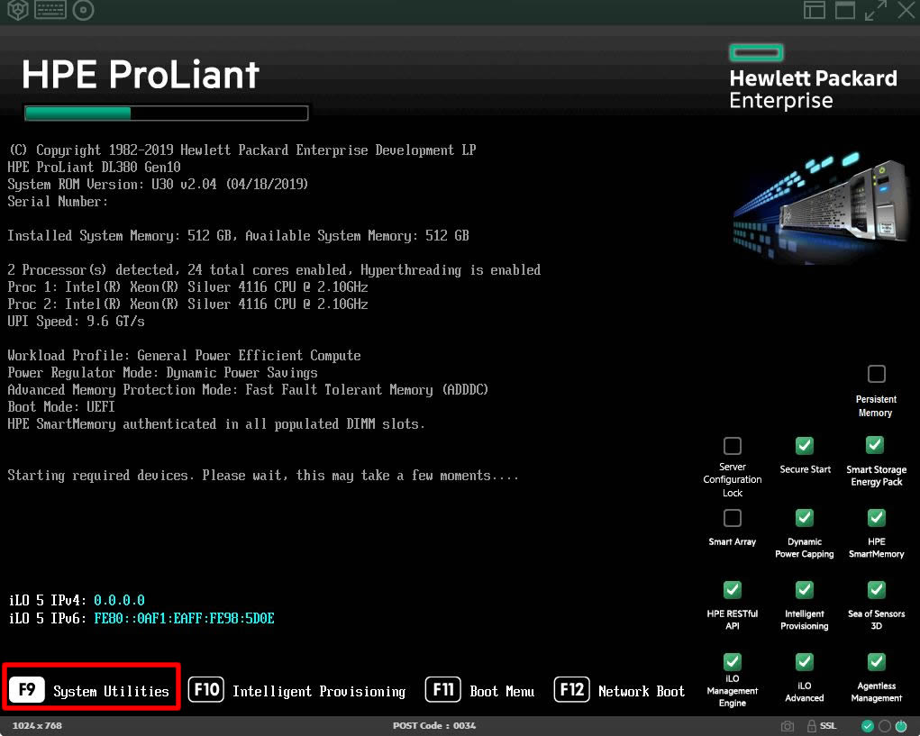 Как включить uefi в биосе hp proliant