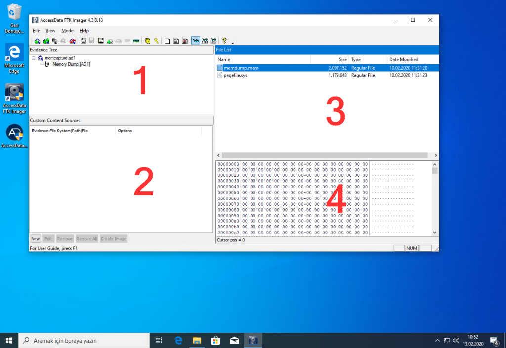 image system ram using accessdata ftk imager lite