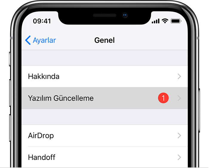 iPhone güncelleme ekranı