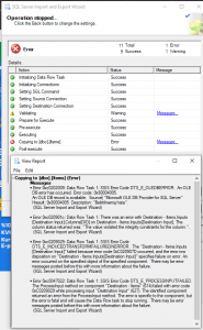 SQL AktarmaHata