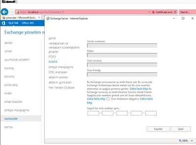 exchnage sunucu özellkleri